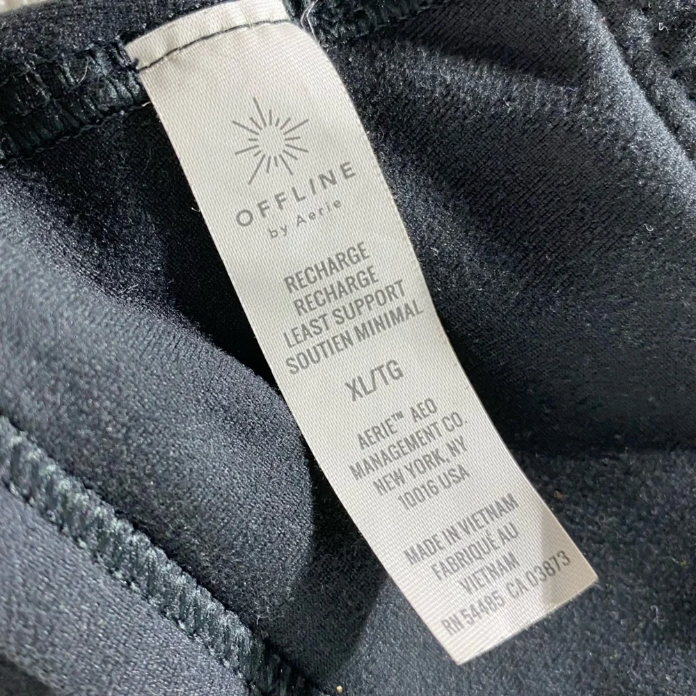 Aerie Offline Black Recharge Minimal Control Sports Bra Cropped Tank Bra XL - Picture 4 of 13